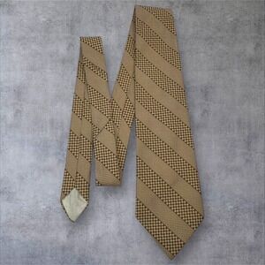Lord Copley Vintage Silk Tie Tan Brown Geometric Wide 4"